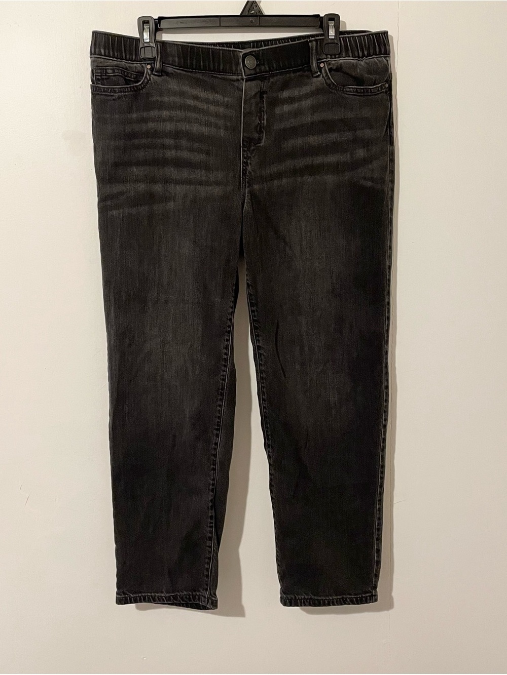 Pure Jill Denim Relaxed Ankle Faded Black Jeans Comfy Size Medium
